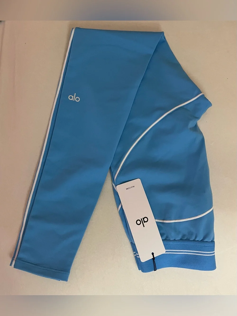 ALO Yoga Airbrush High Waist 7/8 Heart Throb Leggings Azure Blue White Size S